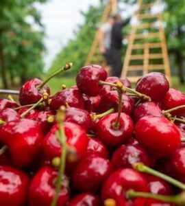 Trabajadores agrícolas para la cosecha, llenado, embolsado y clasificación de cherries por temporada